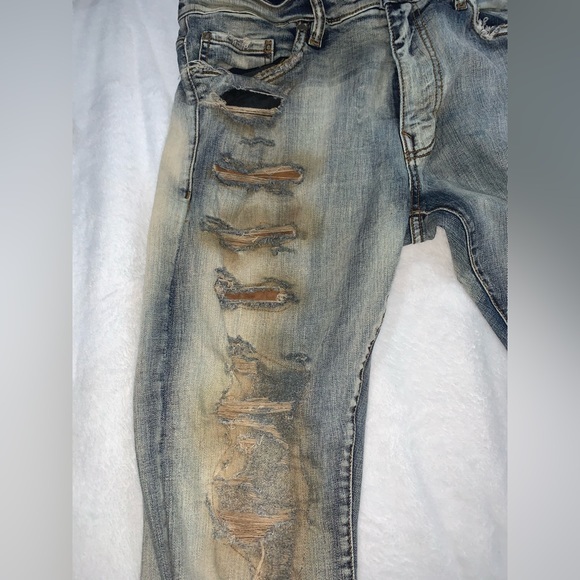 Jordan Craig Light Blue With Brown Distressed Sean Jeans Size 34/33 - Picture 4 of 6